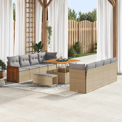 vidaXL Gartensofa-set mit Kissen 11 pcs Beige und Hellgrau
