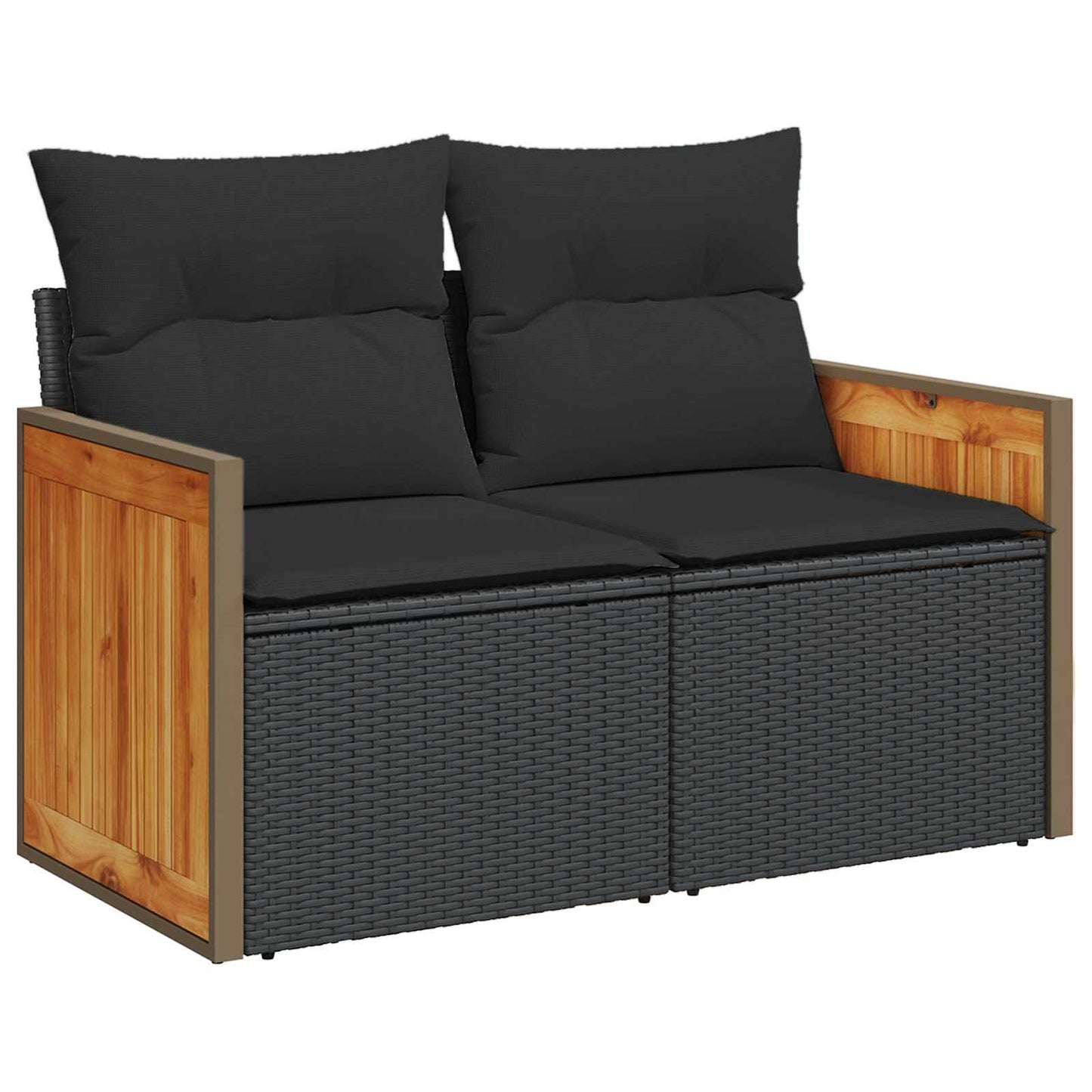 Gartensofa-set mit Kissen 10 pcs Schwarz