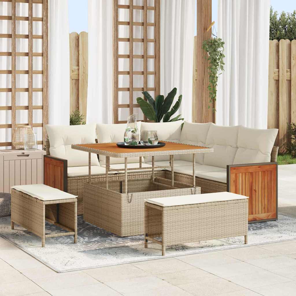vidaXL Salon de jardin avec coussins 8 pcs Beige et crème