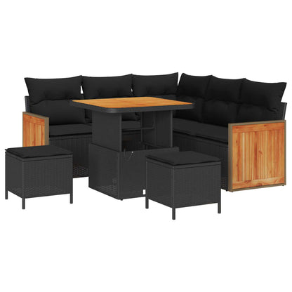 Gartensofa-set mit Kissen 8 pcs Schwarz