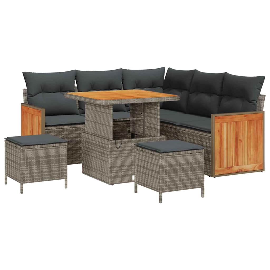 Gartensofa-set mit Kissen 8 pcs Grau