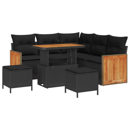 Gartensofa-set mit Kissen 8 pcs Schwarz
