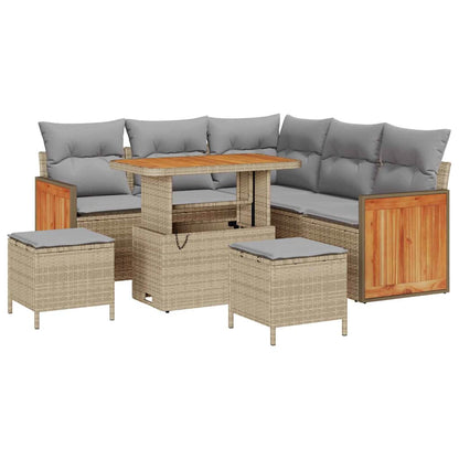 Gartensofa-set mit Kissen 8 pcs Beige und Hellgrau