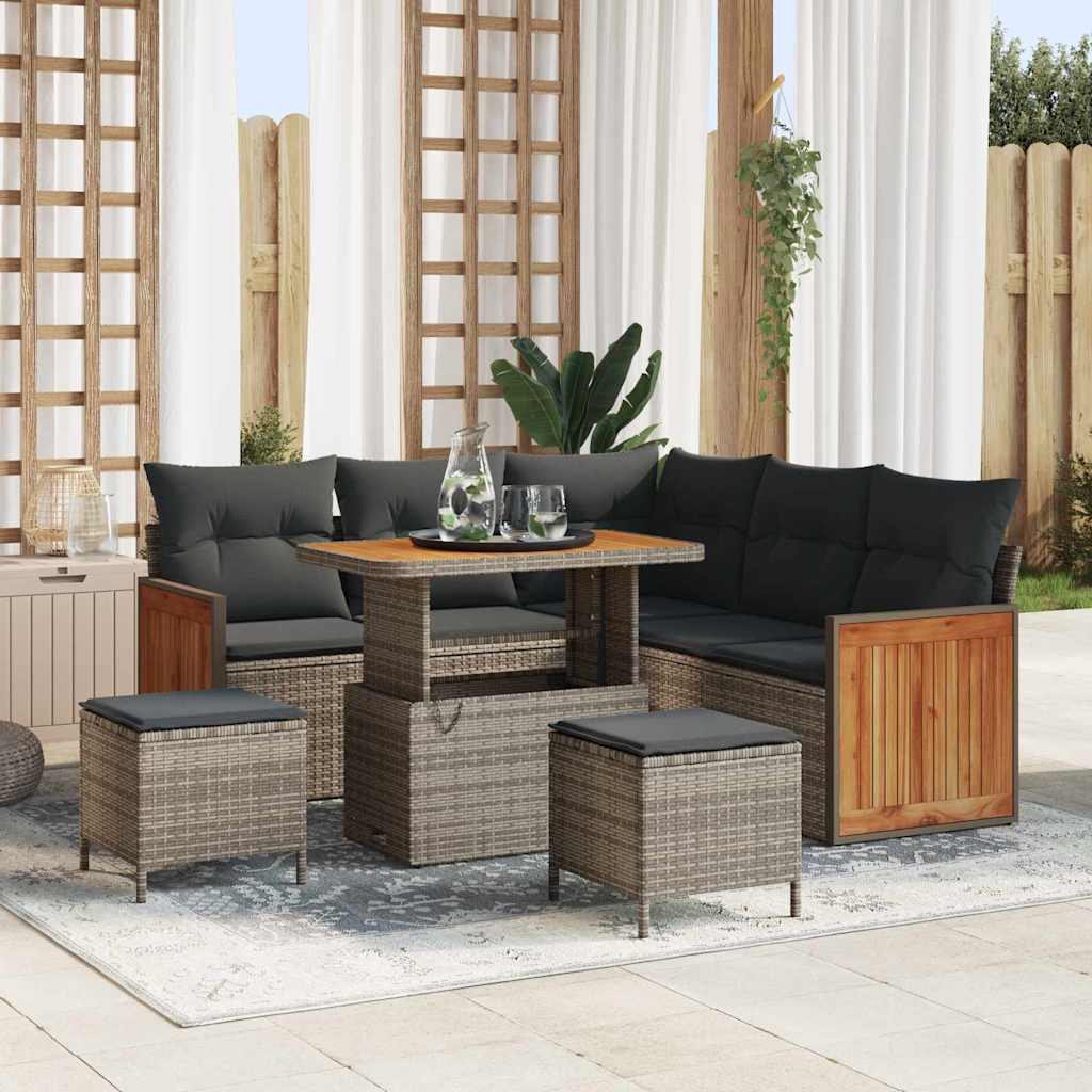 Gartensofa-set mit Kissen 8 pcs Grau