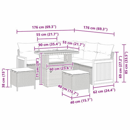 Gartensofa-set mit Kissen 8 pcs Grau
