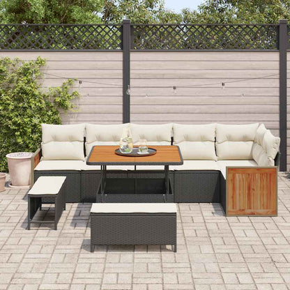 Gartensofa-set mit Kissen 9 pcs Schwarz und Creme