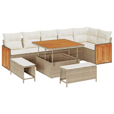 vidaXL Ensemble de canapés de jardin avec coussins 9 pcs Beige et crème