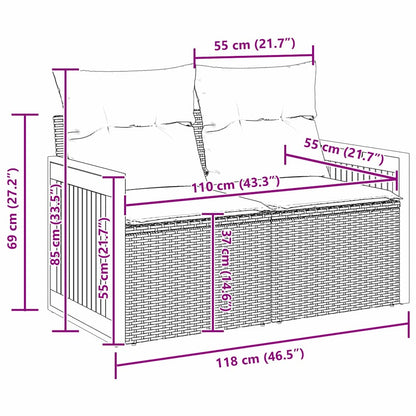 Gartensofa-set mit Kissen 9 pcs Beige und Hellgrau