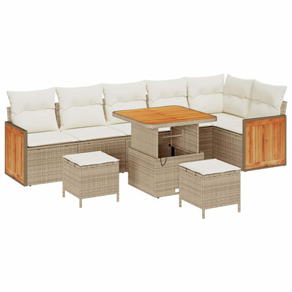 Gartensofa-set mit Kissen 9 pcs Beige und Creme
