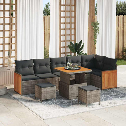 Gartensofa-set mit Kissen 9 pcs Grau