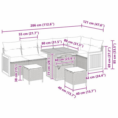Gartensofa-set mit Kissen 9 pcs Grau