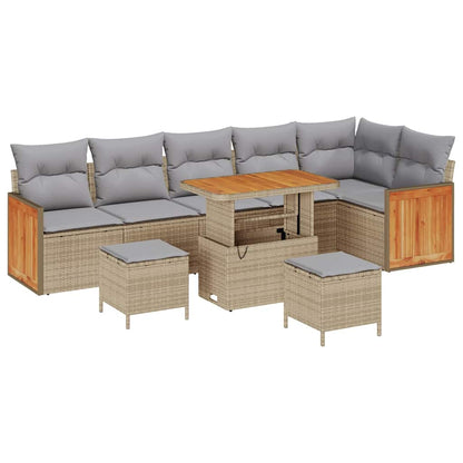 Gartensofa-set mit Kissen 9 pcs Beige und Hellgrau