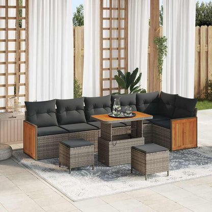Gartensofa-set mit Kissen 9 pcs Grau