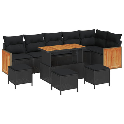 vidaXL Gartensofa-set mit Kissen 10 pcs Schwarz