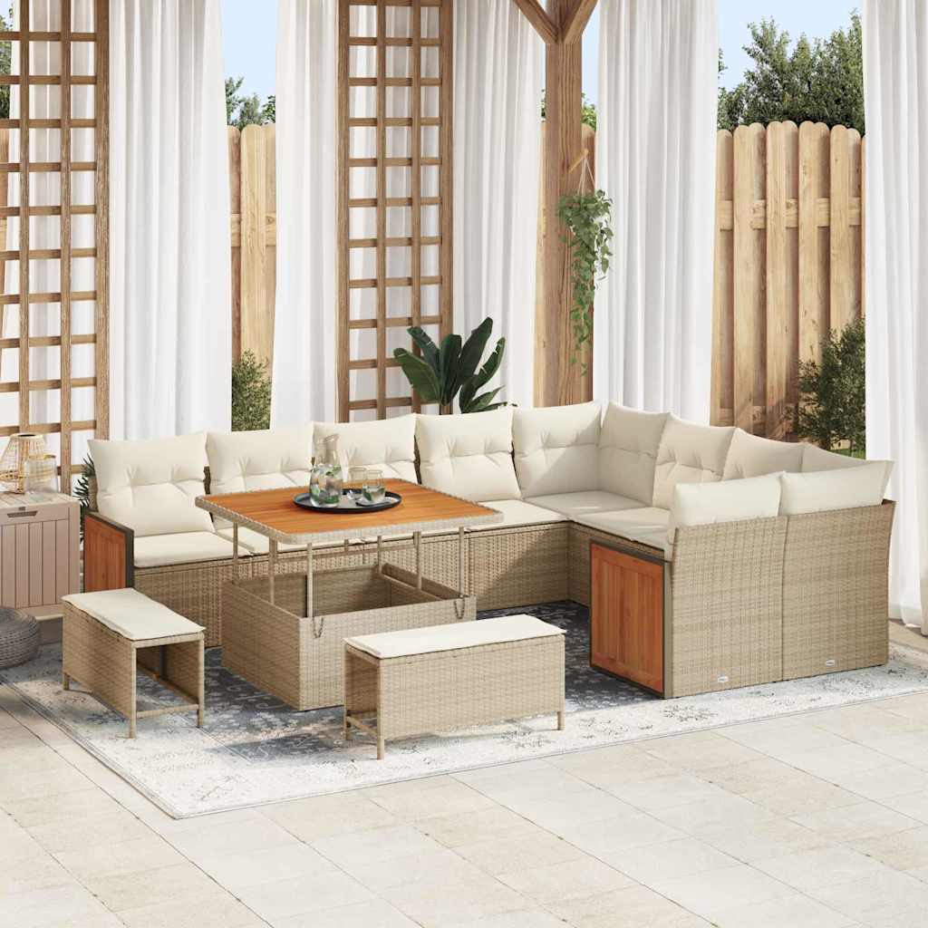 vidaXL Gartensofa-set mit Kissen 12 pcs Beige und Creme