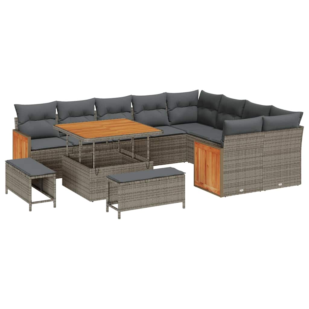 Gartensofa-set mit Kissen 12 pcs Grau