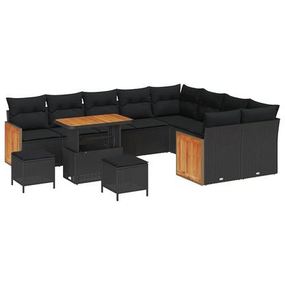 Gartensofa-set mit Kissen 12 pcs Schwarz