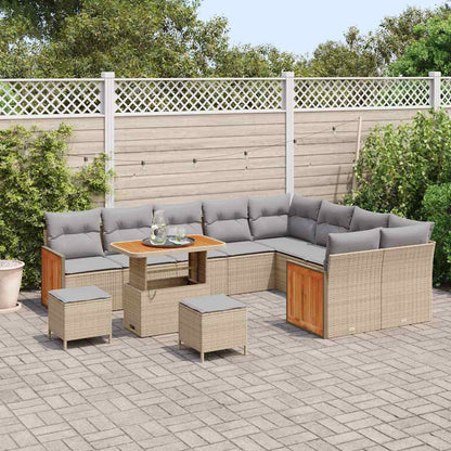 Gartensofa-set mit Kissen 12 pcs Beige und Hellgrau