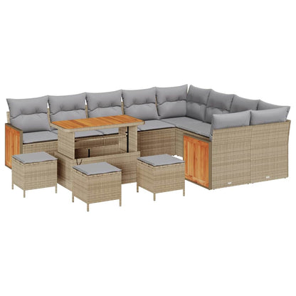 Gartensofa-set mit Kissen 13 pcs Beige und Hellgrau