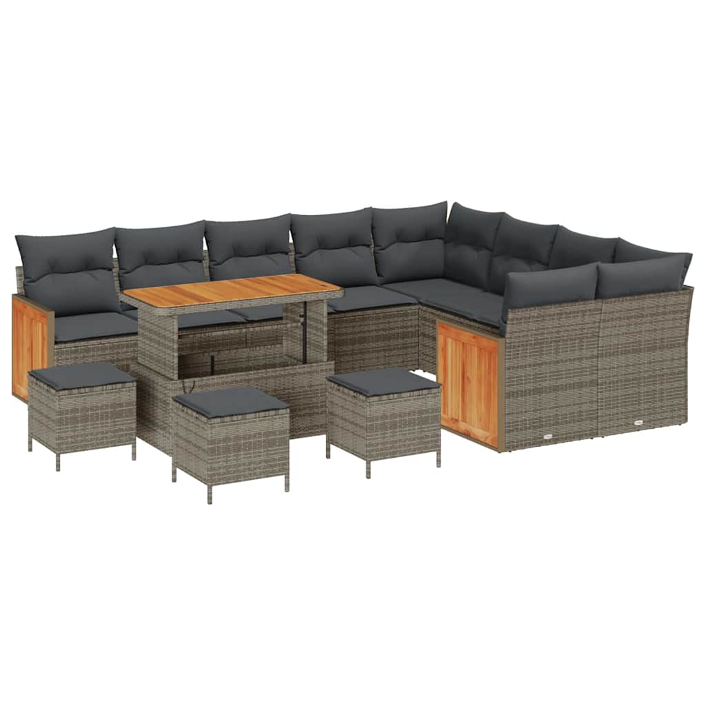 Gartensofa-set mit Kissen 13 pcs Grau