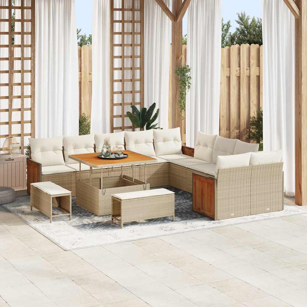 vidaXL Salon de jardin avec coussins 13 pcs Beige et Crème