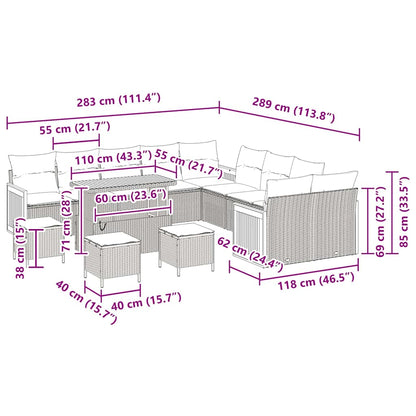 Gartensofa-set mit Kissen 14 pcs Schwarz und Creme