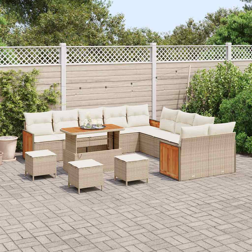 Gartensofa-set mit Kissen 14 pcs Beige und Creme