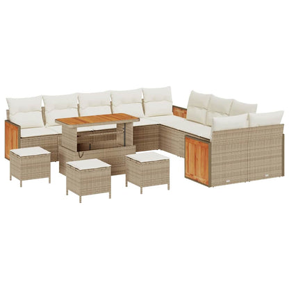 Gartensofa-set mit Kissen 14 pcs Beige und Creme
