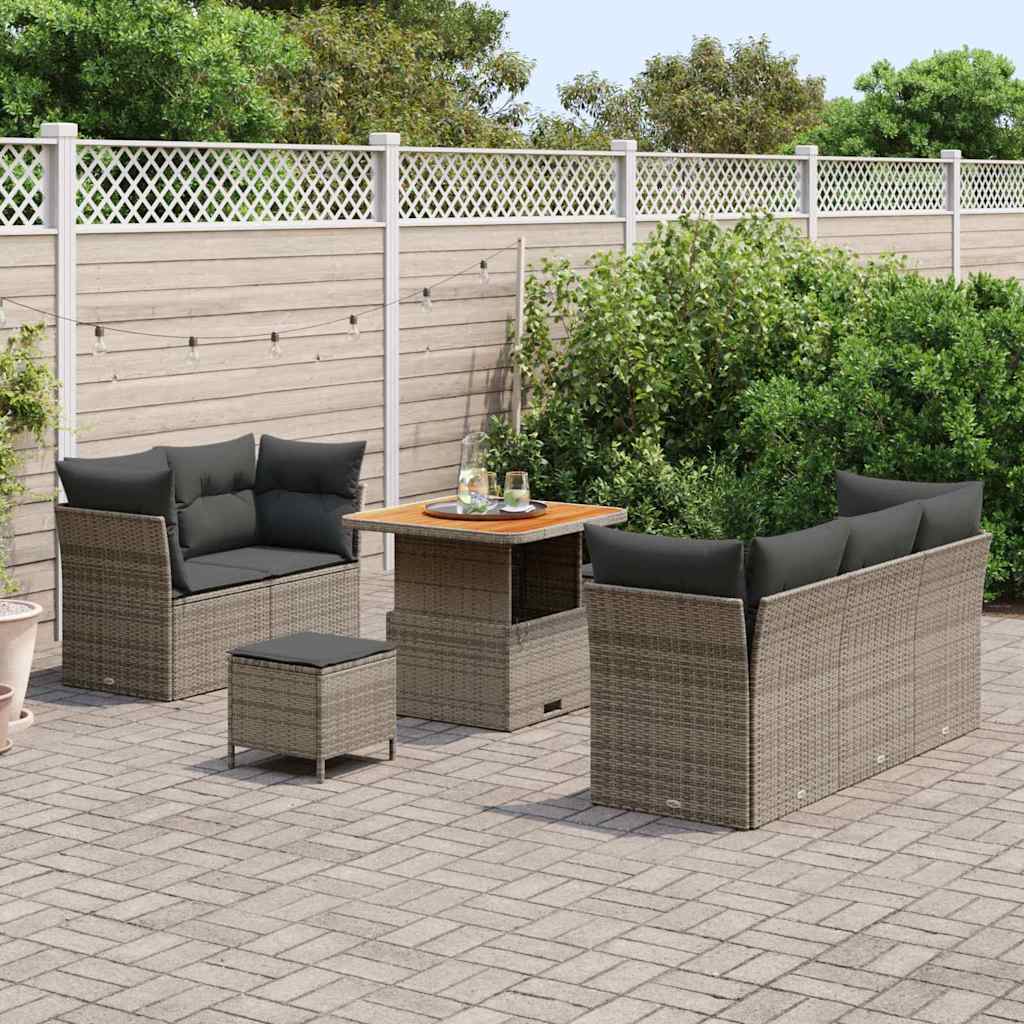 Garten-Sofa-Set mit Kissen mit Speicher 8 pcs Grau