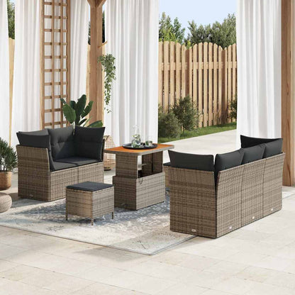 Garten-Sofa-Set mit Kissen mit Speicher 8 pcs Grau