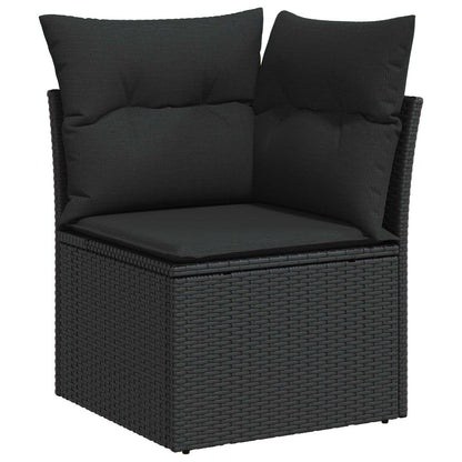 Gartensofa-set mit Kissen 9 pcs Schwarz Poly-Rattan