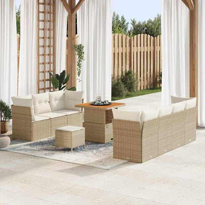 Garten-Sofa-Set mit Kissen mit Speicher 10 pcs Beige und Creme