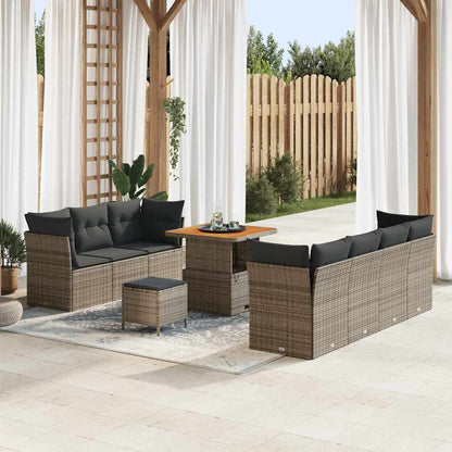 Gartensofa-set mit Kissen 10 pcs Grau Poly-Rattan