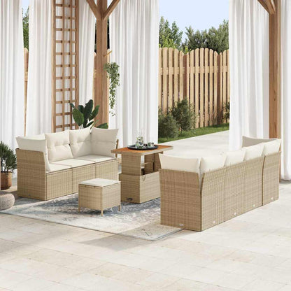 Garten-Sofa-Set mit Kissen mit Speicher 10 pcs Beige und Creme