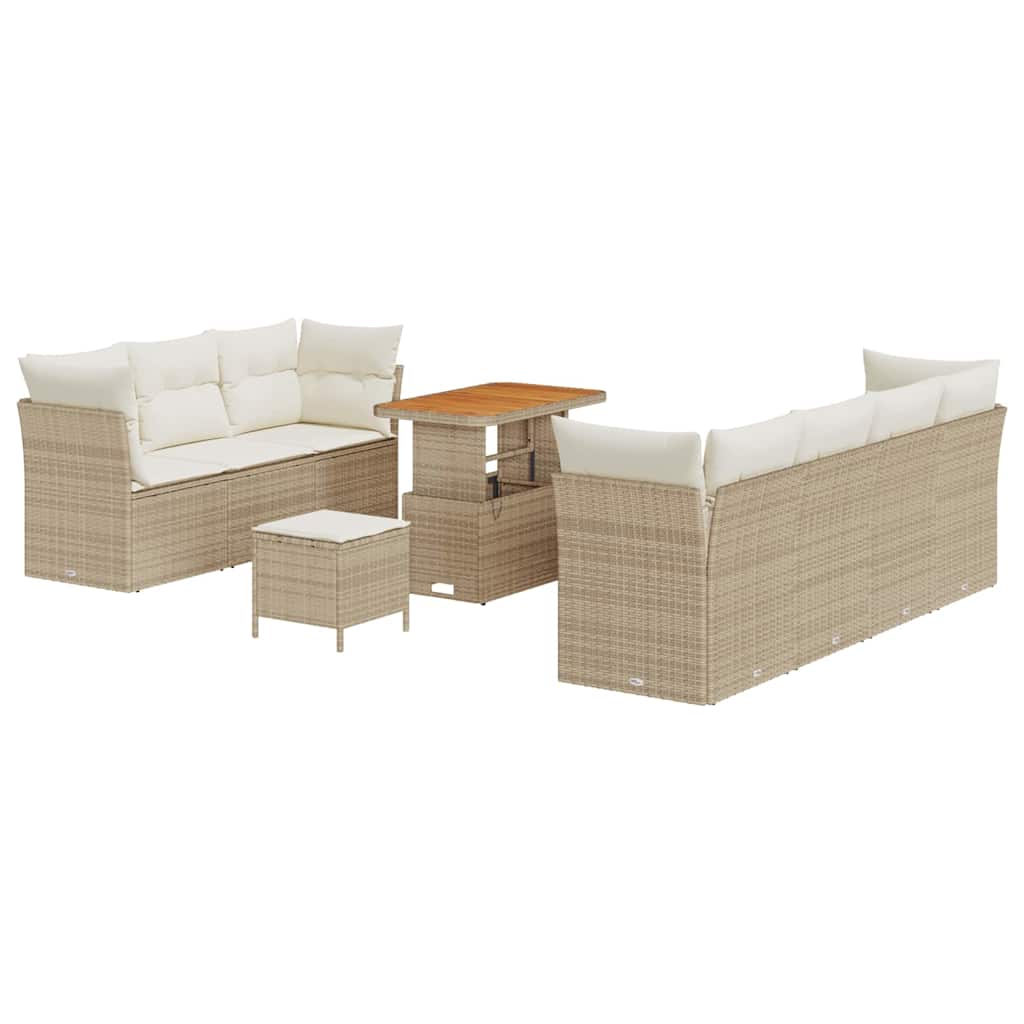 Garten-Sofa-Set mit Kissen mit Speicher 10 pcs Beige und Creme