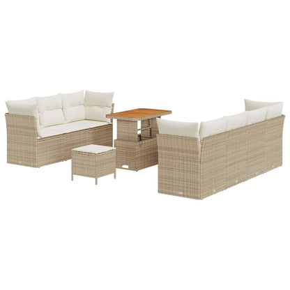 Garten-Sofa-Set mit Kissen mit Speicher 10 pcs Beige und Creme
