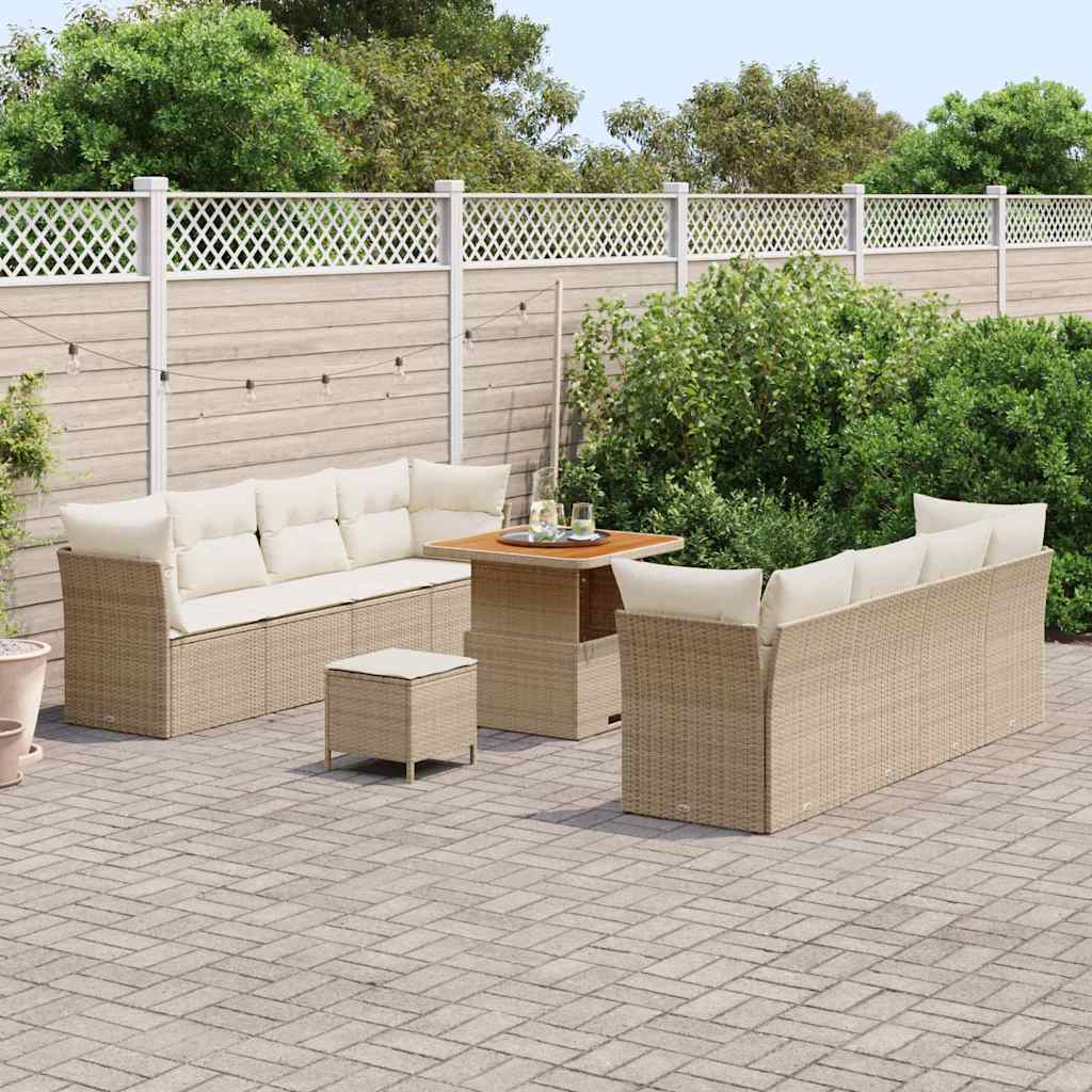 Garten-Sofa-Set mit Kissen mit Speicher 11 pcs Beige und Creme
