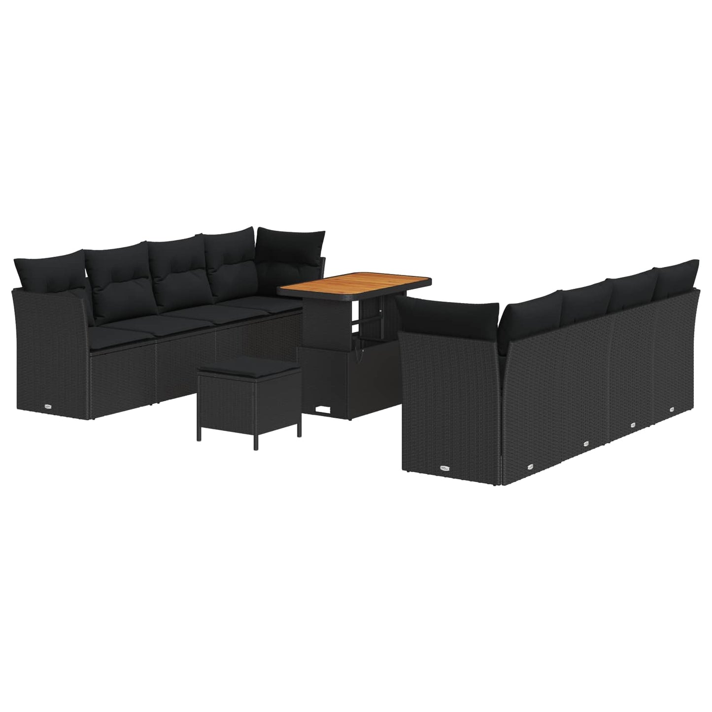 Gartensofa-set mit Kissen 11 pcs Schwarz Poly-Rattan