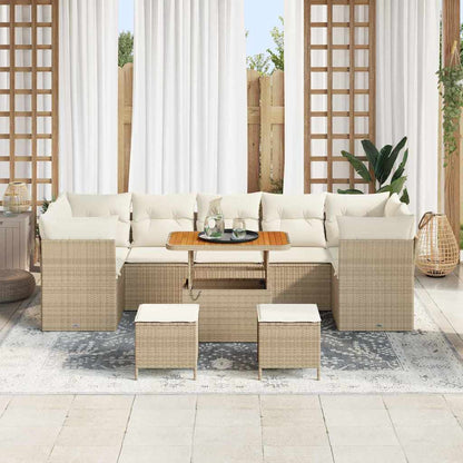 vidaXL Garten-Sofa-Set mit Kissen mit Speicher 10 pcs Beige und Creme