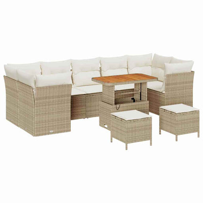 vidaXL Garten-Sofa-Set mit Kissen mit Speicher 10 pcs Beige und Creme