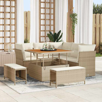 Garten-Sofa-Set mit Kissen mit Speicher 8 pcs Beige und Creme