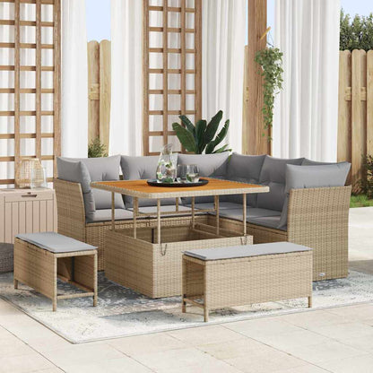 Garten-Sofa-Set mit Kissen 8 pcs Beige und Hellgrau