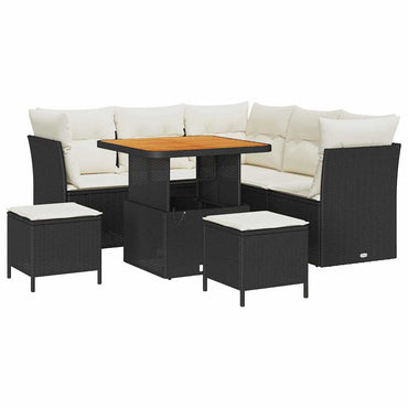vidaXL Salon de jardin avec coussins et rangement 8 pcs Noir et crème