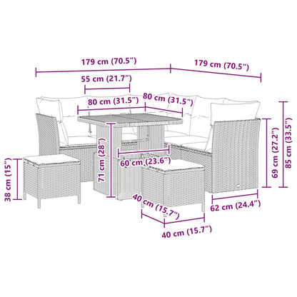 vidaXL Salon de jardin avec coussins et rangement 8 pcs Noir et crème
