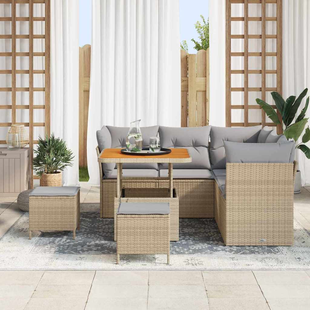 vidaXL Salon de jardin avec coussins 8 pcs Beige et Gris clair