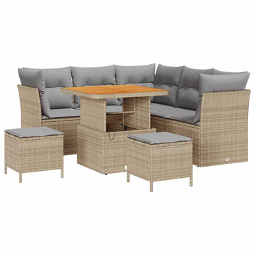 vidaXL Salon de jardin avec coussins 8 pcs Beige et Gris clair