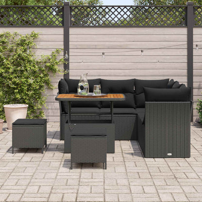 vidaXL Ensemble de canapés de jardin avec coussins et rangements 8 pcs Noir