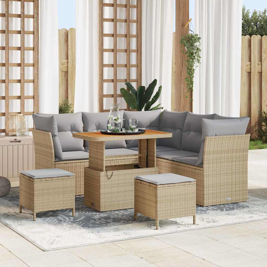 vidaXL Ensemble de canapés de jardin avec coussins 8 pcs Beige et Gris clair