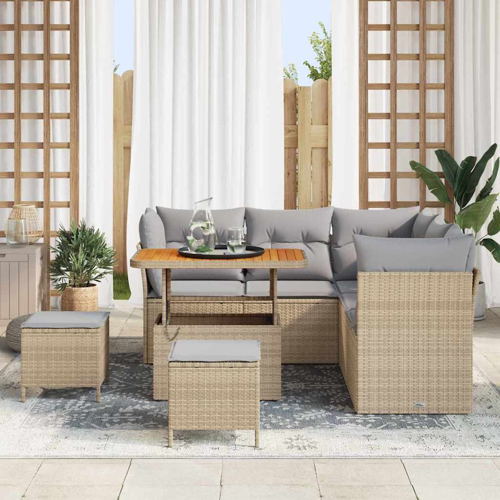 vidaXL Ensemble de canapés de jardin avec coussins 8 pcs Beige et Gris clair