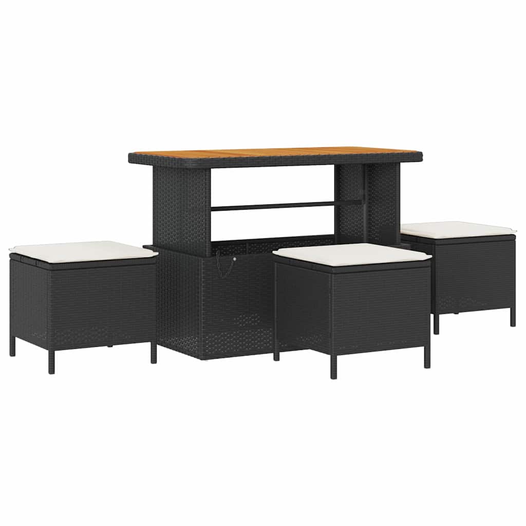 vidaXL Garten-Sofa-Set mit Kissen mit Speicher 9 pcs Schwarz und Creme